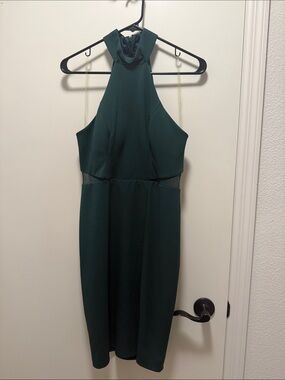 Sequin Hearts High-Neck Forest Green Halter Dress